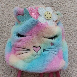 Girls Rainbow Kitty Sparkle Backpack Furry